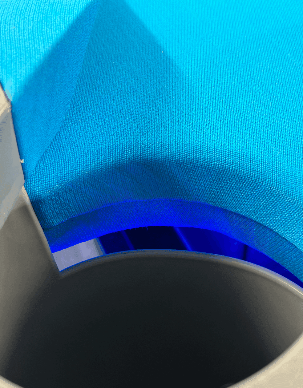 Close-up of a corner pocket with new blue cloth