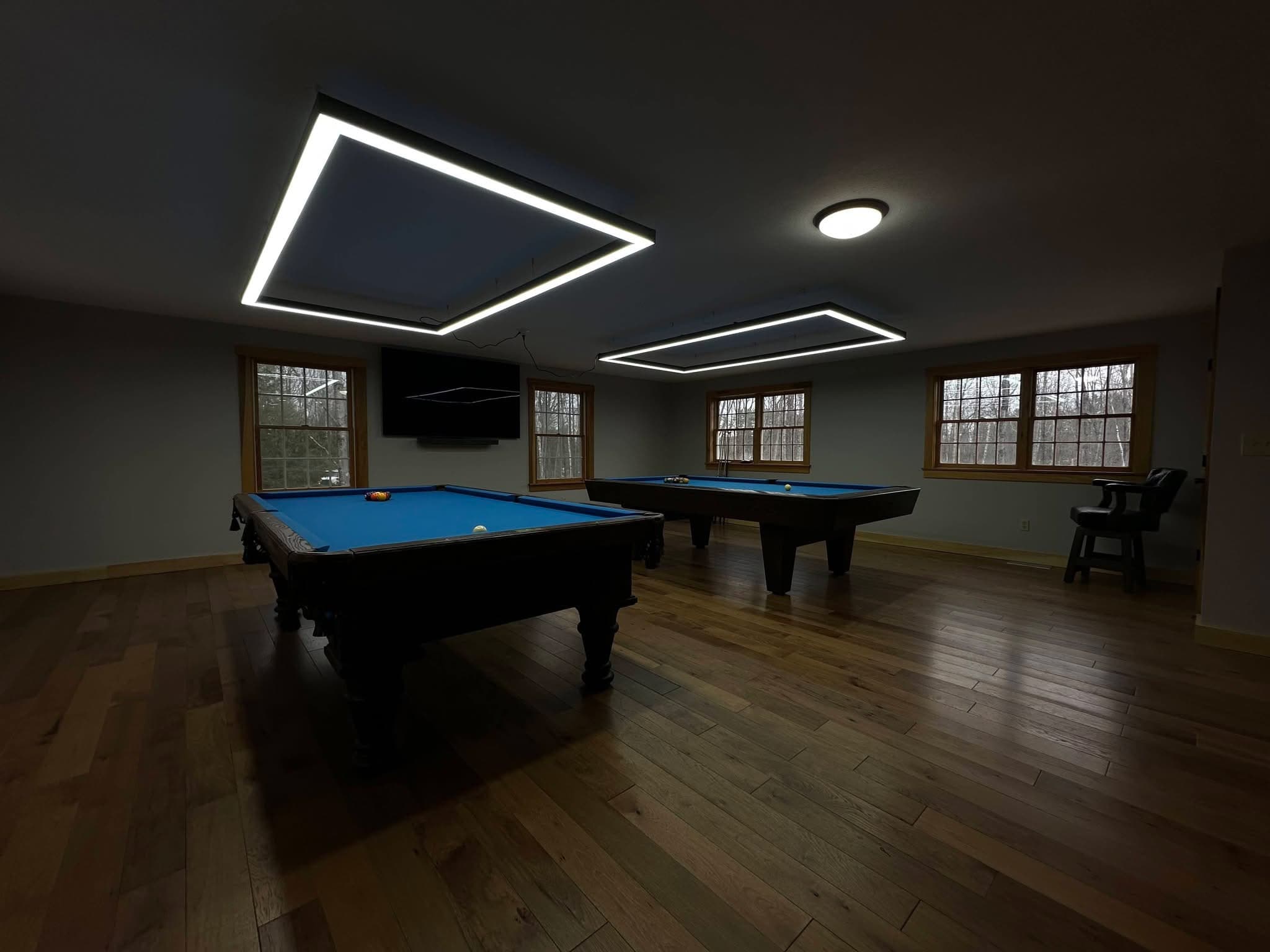 Game room with pool tables