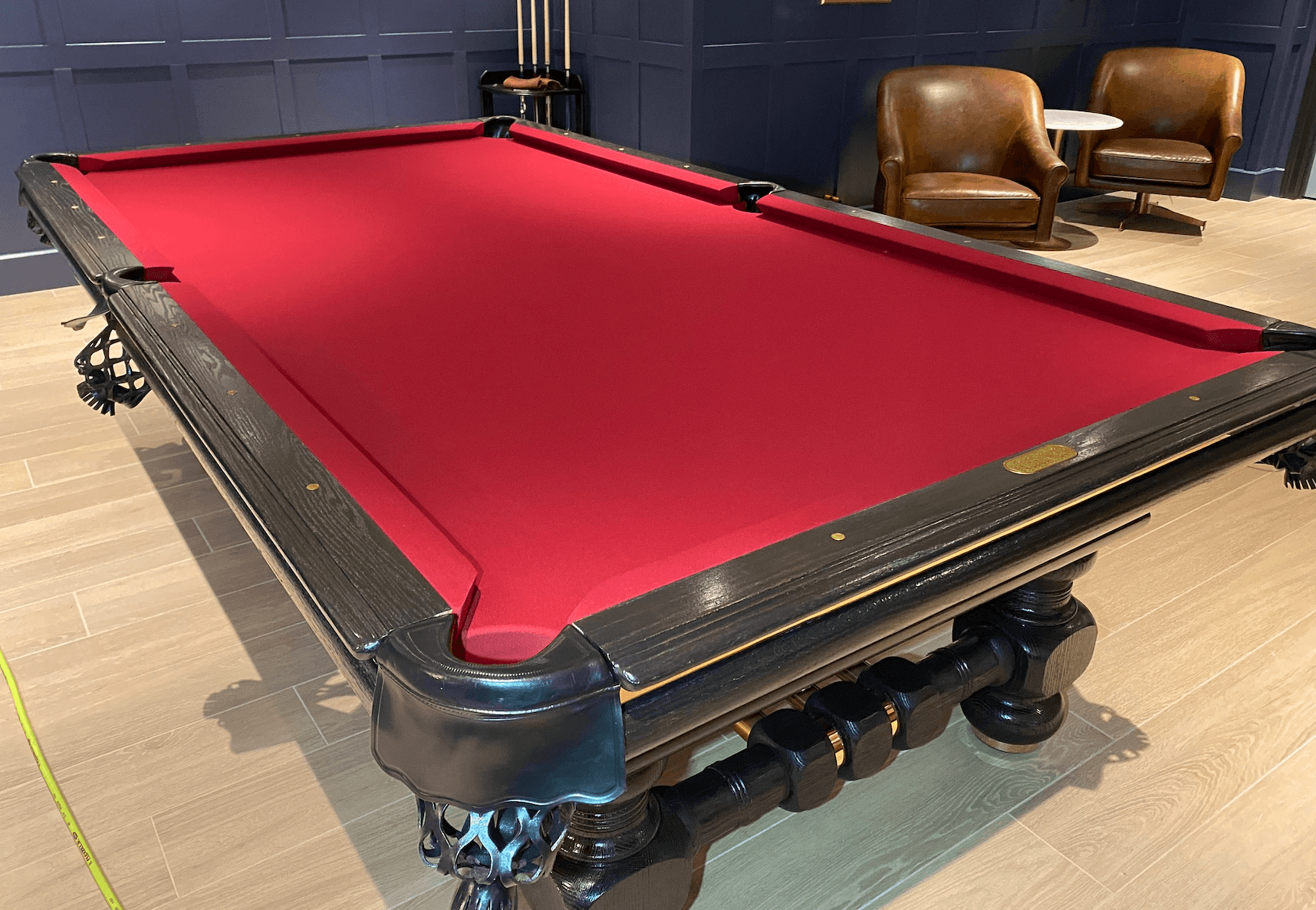 Elegant pool table with red felt