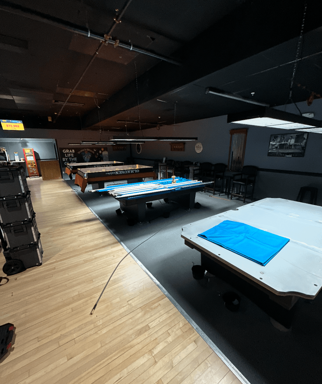 The room at Sharky's Billiards before the new Olhausen tables were set up