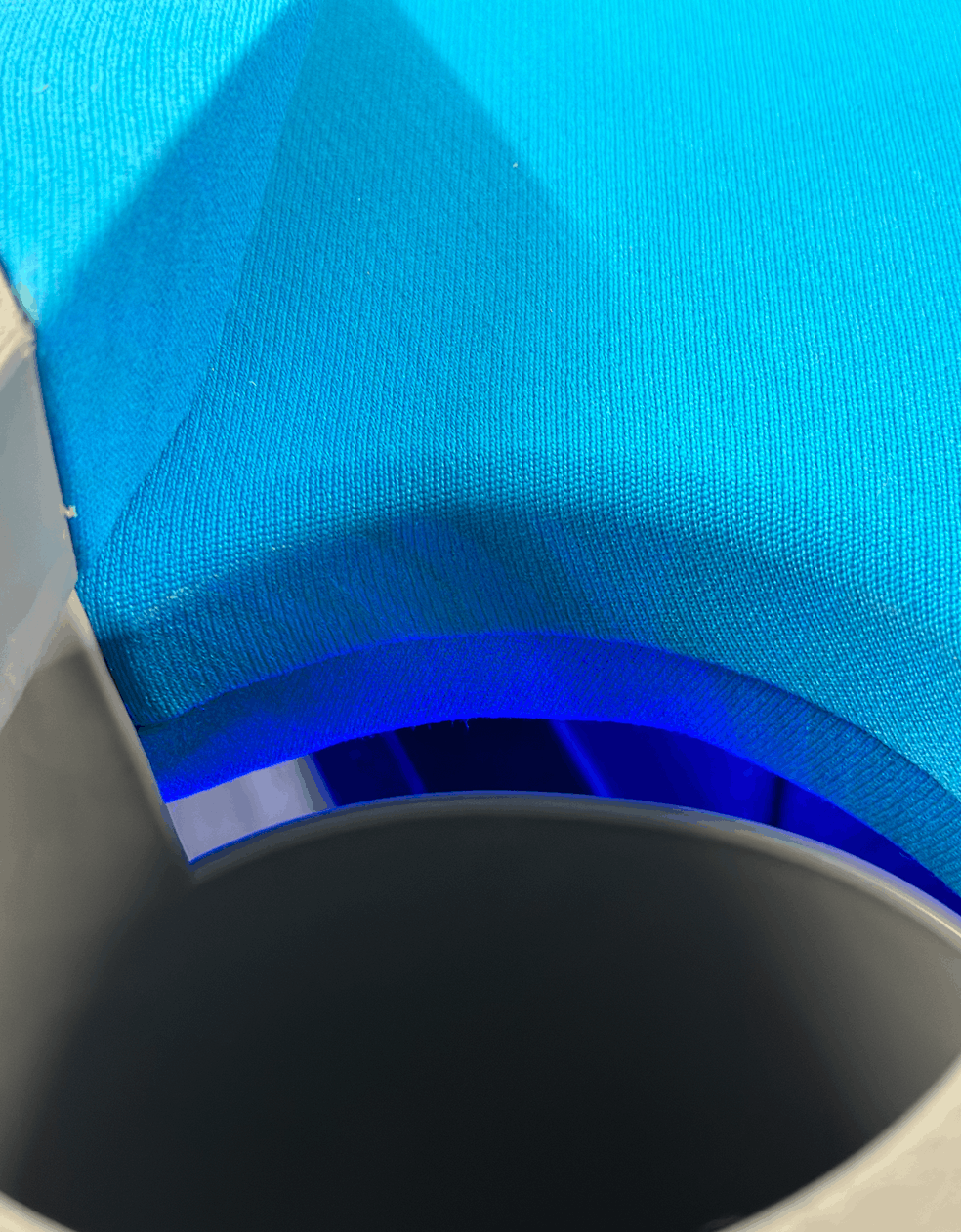 Close-up of a corner pocket with new blue cloth