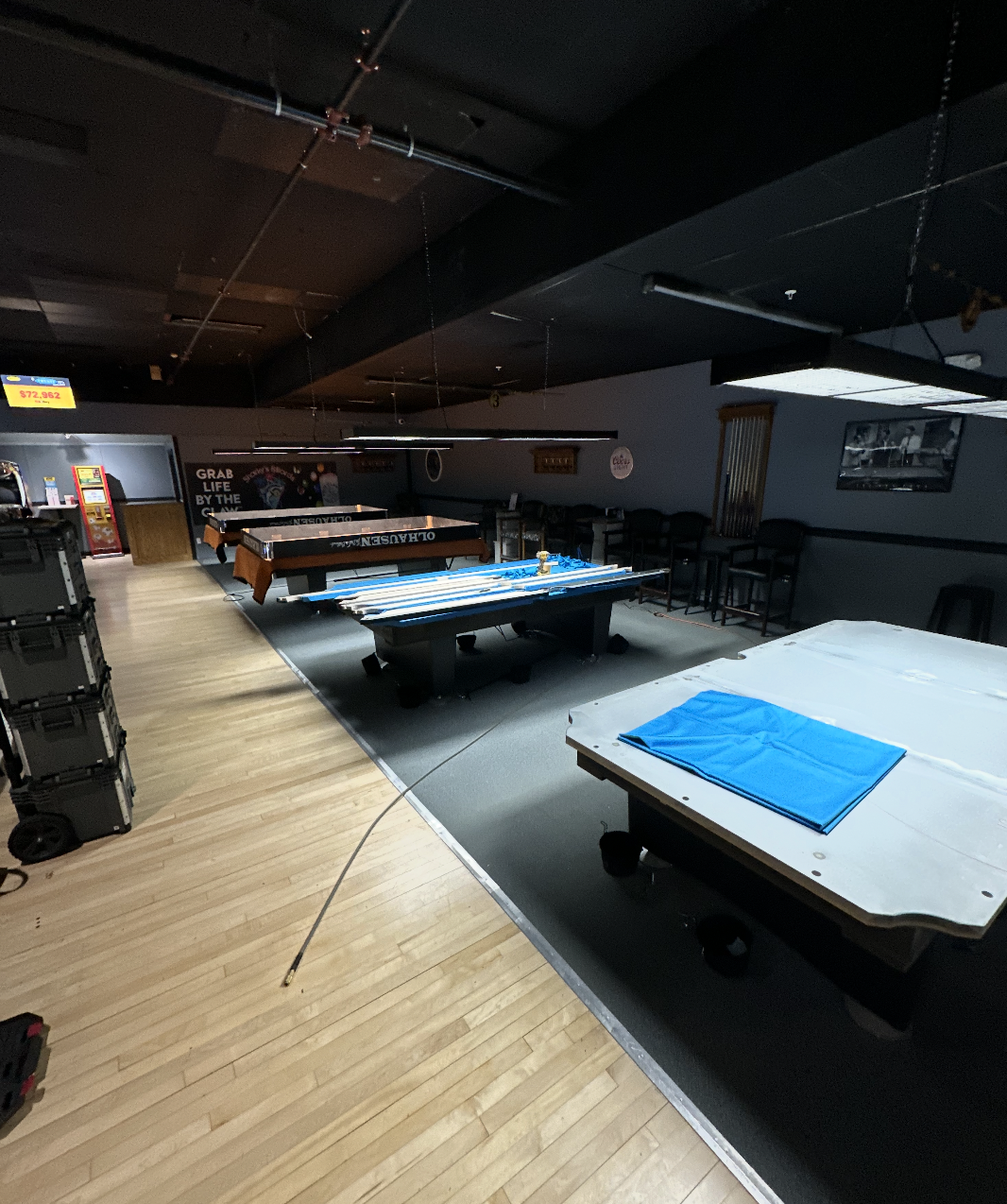 The room at Sharky's Billiards before the new Olhausen tables were set up